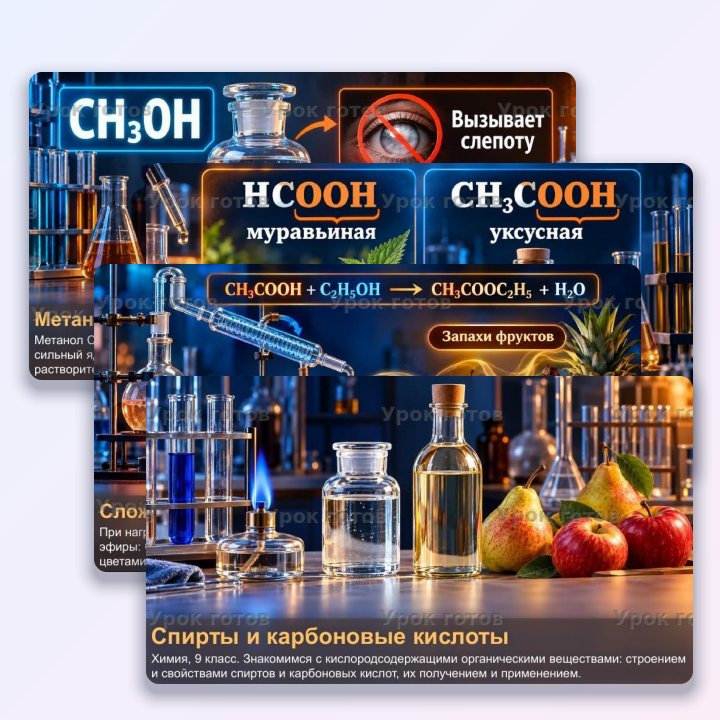 Презентация по химии для 9 класса Спирты и карбоновые кислоты — слайд 1