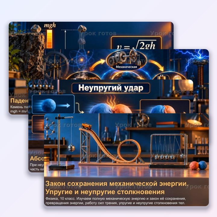 Презентация по физике для 10 класса Закон сохранения механической энергии. Упругие и неупругие столкновения — слайд 1