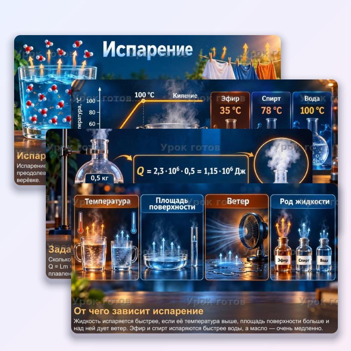 Презентация по физике для 8 класса Испарение и конденсация. Кипение — слайд 4