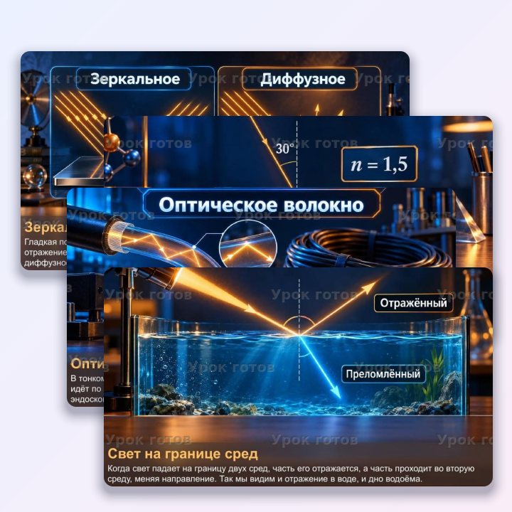 Презентация по физике для 11 класса Отражение и преломление света. Полное внутреннее отражение — слайд 2