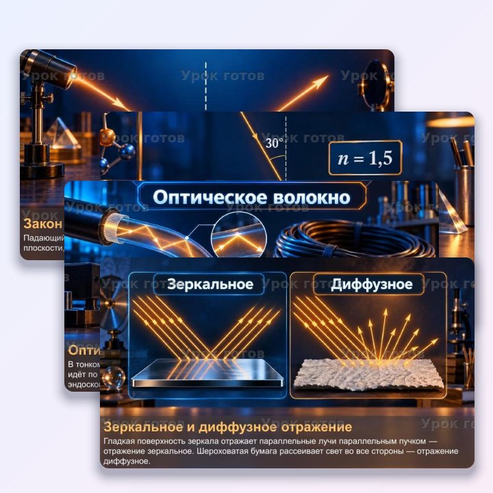 Презентация по физике для 11 класса Отражение и преломление света. Полное внутреннее отражение — слайд 4
