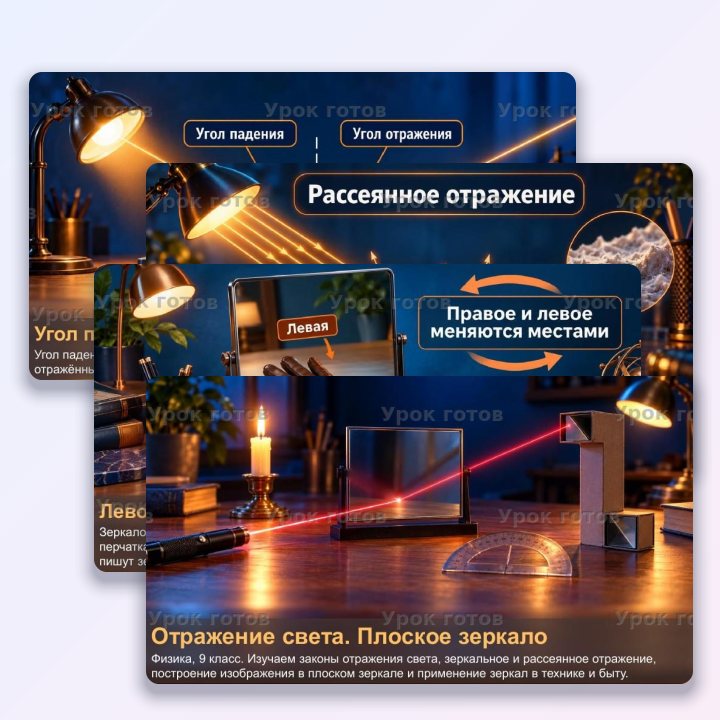 Презентация по физике для 9 класса Отражение света. Плоское зеркало — слайд 1