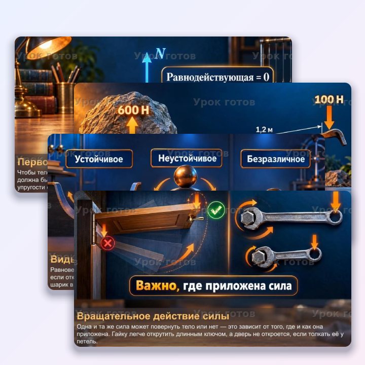 Презентация по физике для 9 класса Равновесие твёрдого тела. Момент силы. Центр тяжести — слайд 4