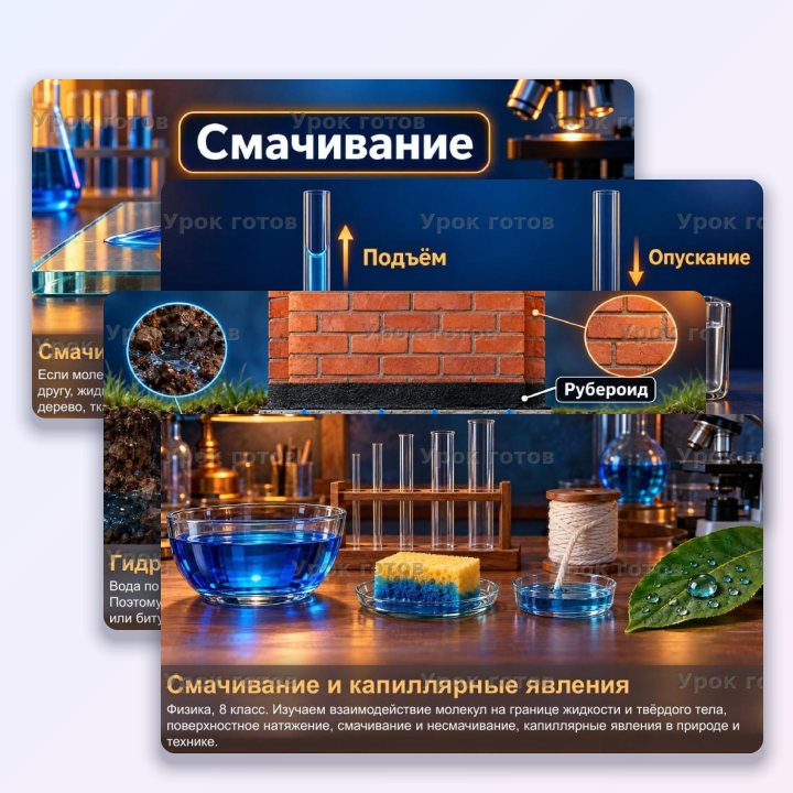 Презентация по физике для 8 класса Смачивание и капиллярные явления — слайд 1