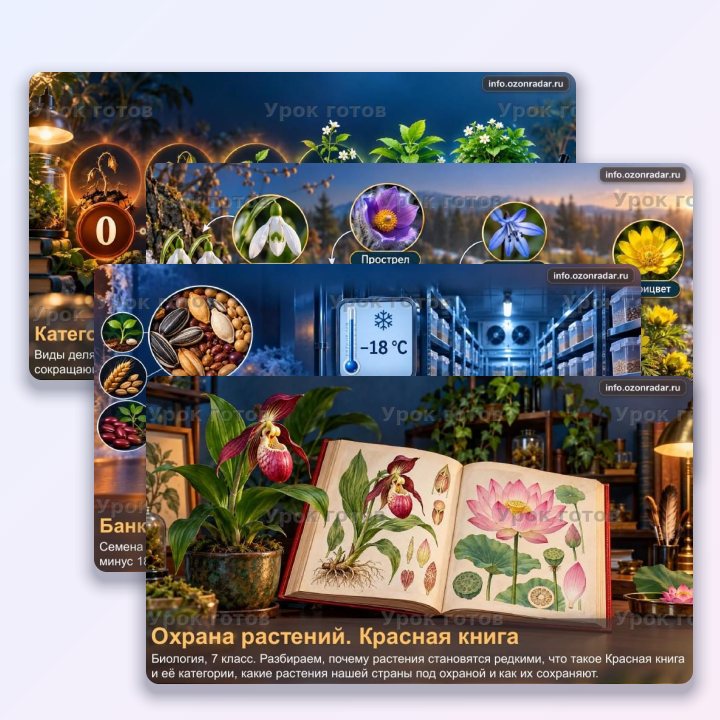 Презентация по биологии для 7 класса Охрана растений. Красная книга — слайд 1