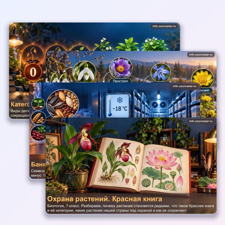Презентация по биологии для 7 класса Охрана растений. Красная книга