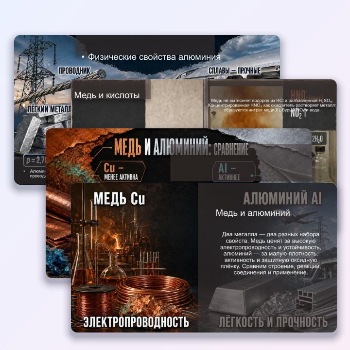 Медь и алюминий. Презентация по химии для 11 класса