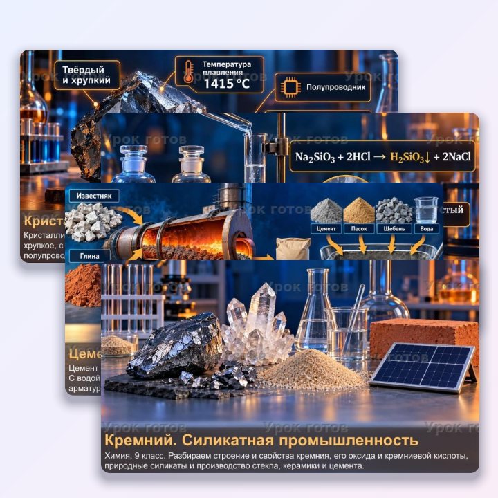 Презентация по химии для 9 класса Кремний. Силикатная промышленность — слайд 1