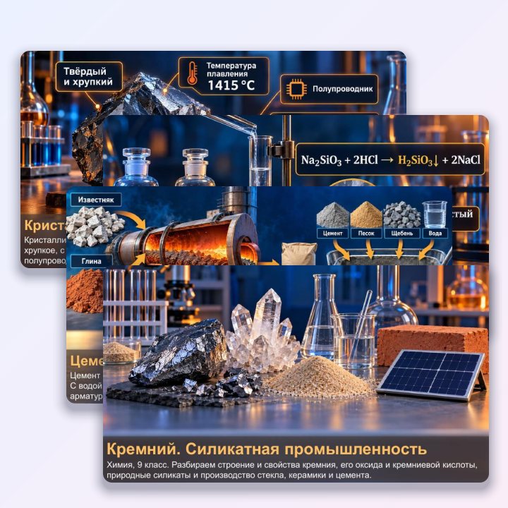 Презентация по химии для 9 класса Кремний. Силикатная промышленность