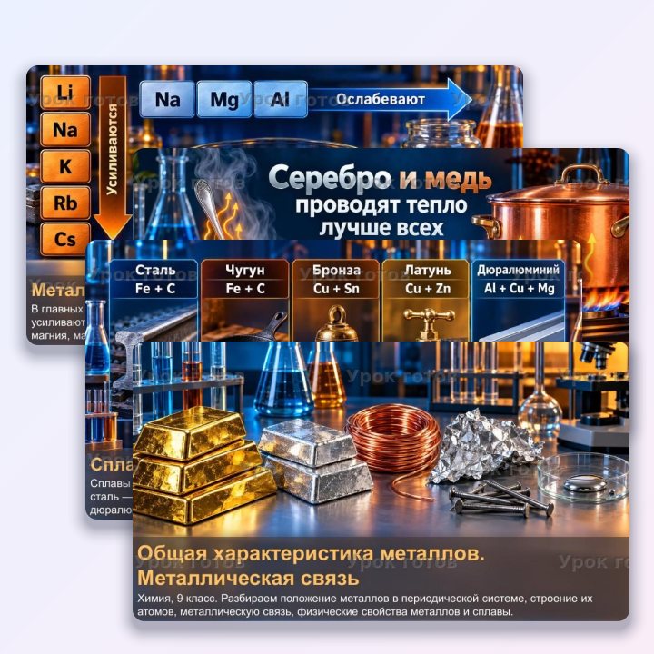 Презентация по химии для 9 класса Общая характеристика металлов. Металлическая связь — слайд 1